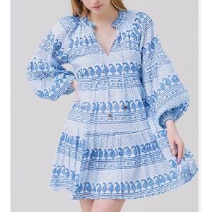 Tuckernuck Blue and White Printed Mini Dress